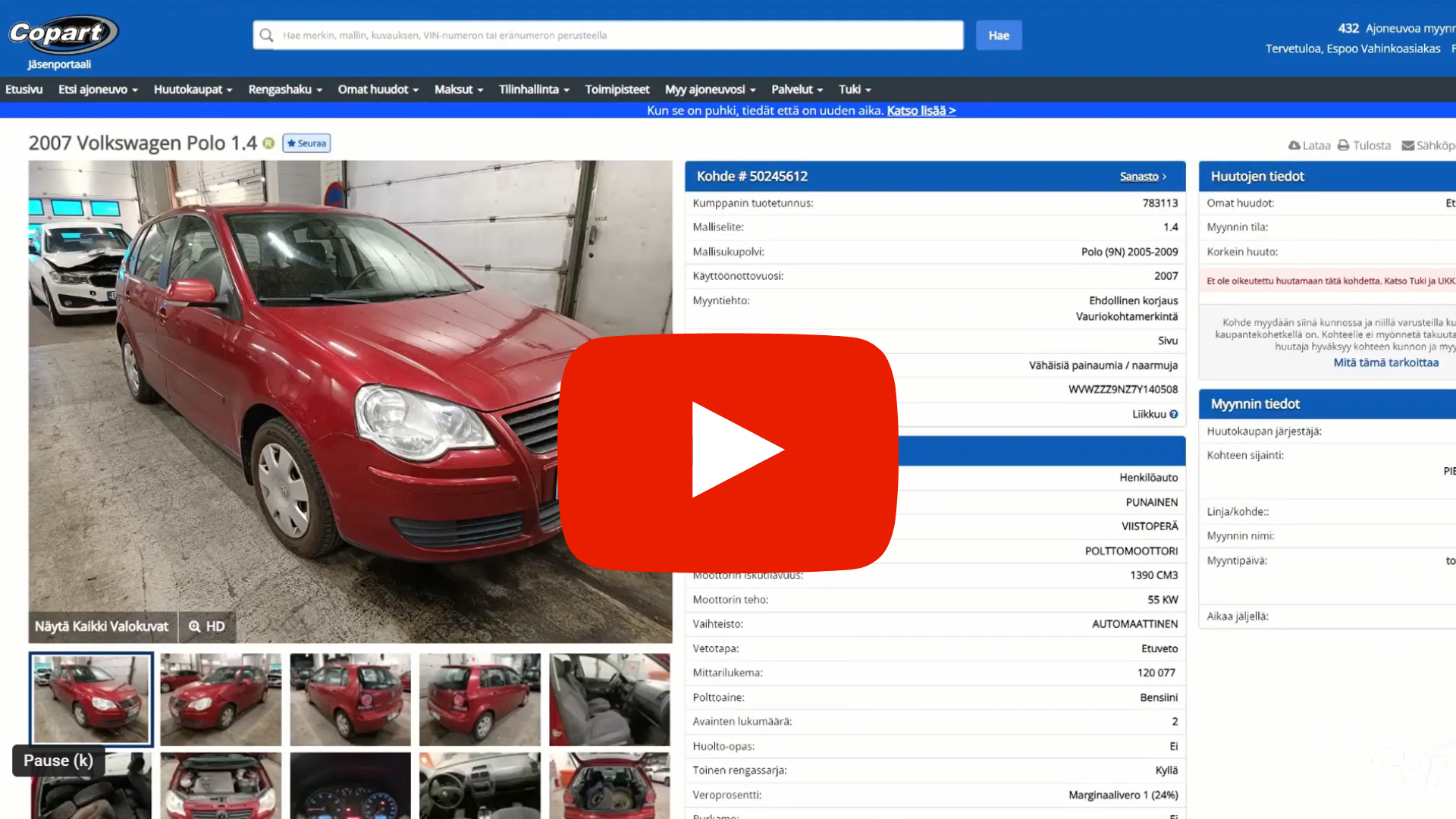 Copart ohjevideo